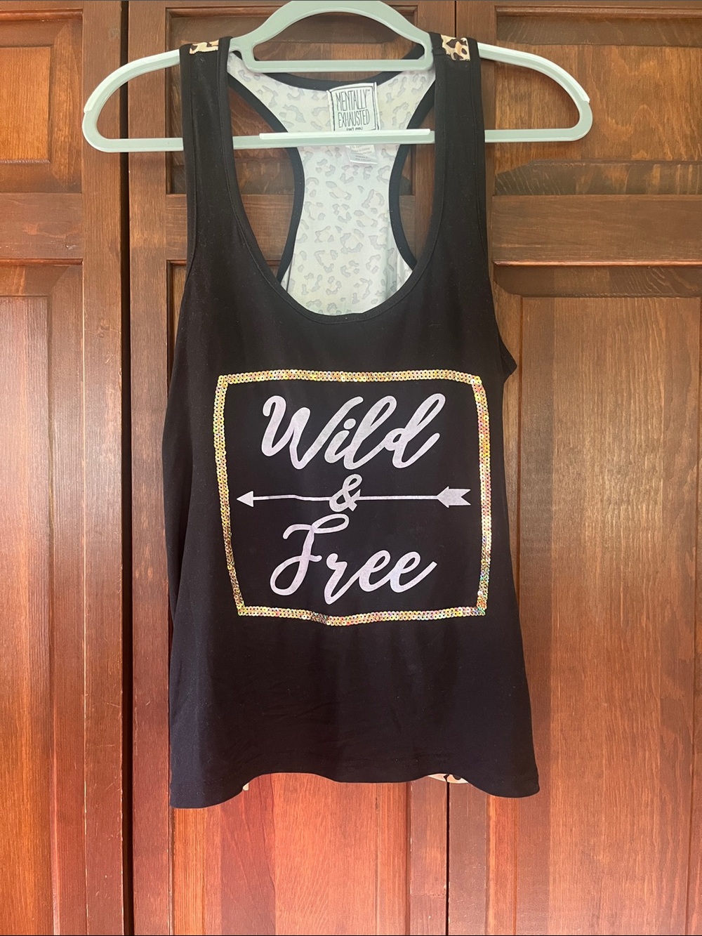 Mentally Exhausted Wild & Free Black Graphic Tank